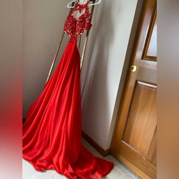 Red Cutout Prom Dress - Picture 8 of 8